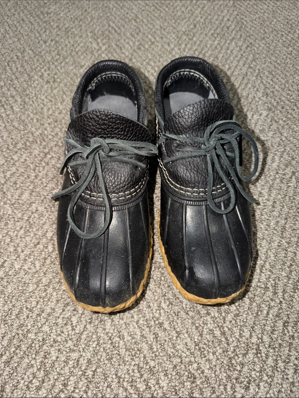 L.L. Bean Black womens Duck Shoes with Gum-Color Sole